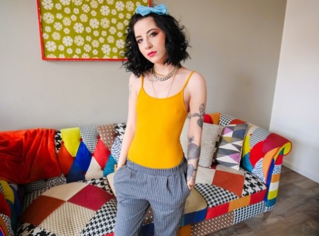 Tattooed chick Charlotte Sartre sports a gaped anus after hard anal fucking