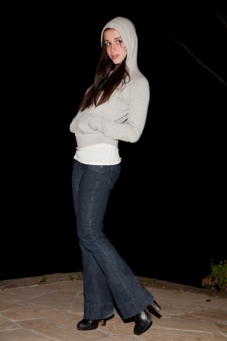 Long-haired teen amateur Marlow Clarke showing off her sexy legs in heels