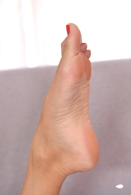 Den franske hottie Anissa Kate viser sin fisse, bryster, røv og fødder frem, før hun leger med