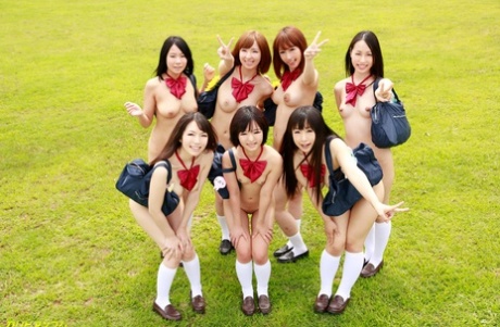 Insatiable Japanese schoolgirls get their sexy holes fucked deep
