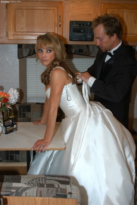 Gorgeous babe in a wedding dress Shayla LaVeaux gets slammed by her hubby