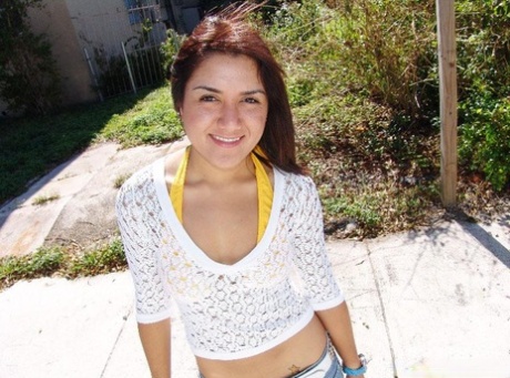 Cute Latina girl Vivi gets her natural tits sprayed with a warm load