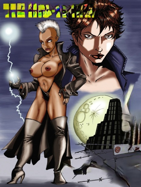 Animerad ebony X-man Cockzena njuter av ett hårt knull med en bystig shemale